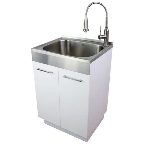 stainless steel laudnry sink in cabinet|stainless utility sink with cabinet.